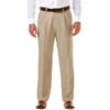 HAGGAR Men's Cool 18 Classic Fit Pleated Front Pant
