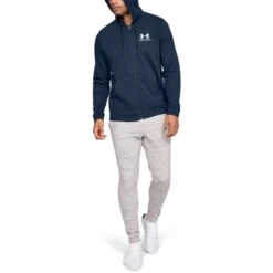 UNDER ARMOUR Men's Sportstyle Full-Zip Terry Fleece Hoodie -Iron Stride Men Shop 2060340 403 alt4