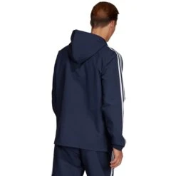 ADIDAS Men's Essentials 3-Stripes Hooded Windbreaker -Iron Stride Men Shop 2068546 402 alt3