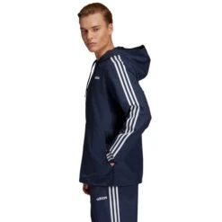 ADIDAS Men's Essentials 3-Stripes Hooded Windbreaker -Iron Stride Men Shop 2068546 402 alt4