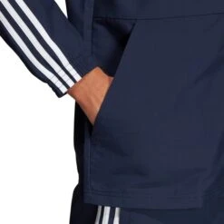ADIDAS Men's Essentials 3-Stripes Hooded Windbreaker -Iron Stride Men Shop 2068546 402 alt7