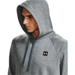 UNDER ARMOUR Men's UA Rival Fleece Hoodie -Iron Stride Men Shop 2070140 003 alt4