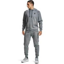 UNDER ARMOUR Men's UA Rival Fleece Hoodie -Iron Stride Men Shop 2070140 003 alt5