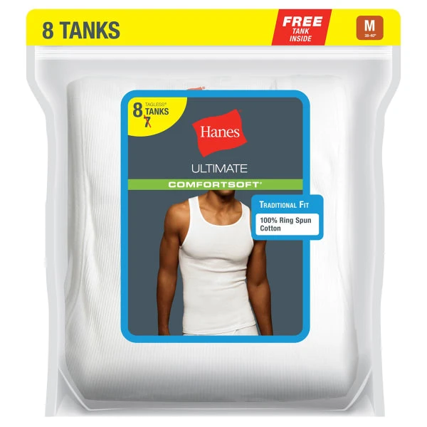 HANES Men's ComfortSoft Tanks, 8 Pack 1 HANES Men's ComfortSoft Tanks, 8 Pack