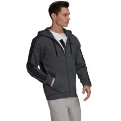 ADIDAS Men's Essential Fleece Full Zip Hoodie -Iron Stride Men Shop 2074501 004 alt3