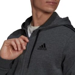 ADIDAS Men's Essential Fleece Full Zip Hoodie -Iron Stride Men Shop 2074501 004 alt4