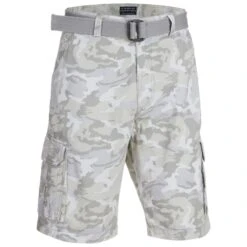 CARGO SUPPLIES Men's Camo Flat Front Belted Cargo Shorts