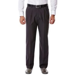 HAGGAR Men's E-CLO Stria Dress Pant