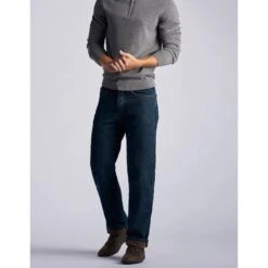 LEE Men's Relaxed Fit Flannel & Fleece Lined Straight Leg Jeans -Iron Stride Men Shop 2076357 402 alt2