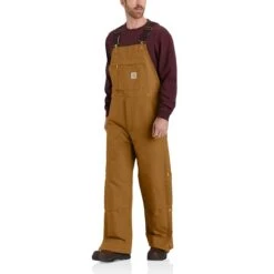 CARHARTT Men's Loose Fit Firm Duck Insulated Bib Overall -Iron Stride Men Shop 2076515 201 alt3