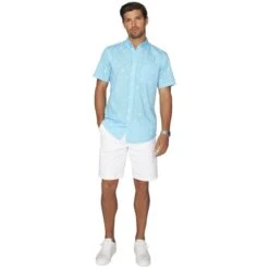 IZOD Men's Classic-Fit Short-Sleeve Button-Down Shirt -Iron Stride Men Shop 2079108 407 alt2