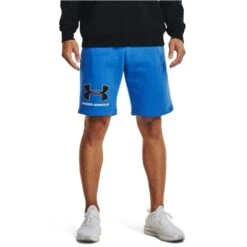UNDER ARMOUR Men's UA Rival Fleece Graphic Shorts -Iron Stride Men Shop 2079149 411 alt2