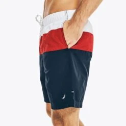 NAUTICA Men's Tri-Block Quick-Dry 8" Swim Shorts -Iron Stride Men Shop 2079497 402 alt2