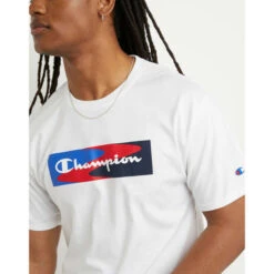 CHAMPION Men's Box Script Short-Sleeve Graphic Tee -Iron Stride Men Shop 2080242 101 alt4