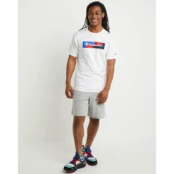 CHAMPION Men's Box Script Short-Sleeve Graphic Tee -Iron Stride Men Shop 2080242 101 alt5