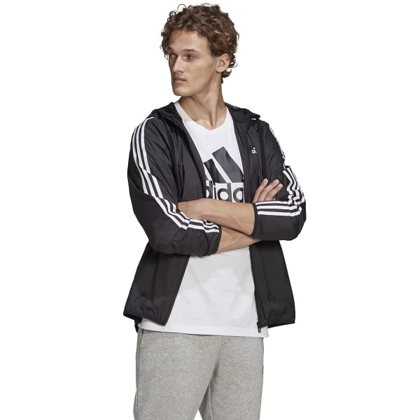 ADIDAS Men's Primegreen Essentials 3-Stripes Windbreaker 4 ADIDAS Men's Primegreen Essentials 3-Stripes Windbreaker - Image 4