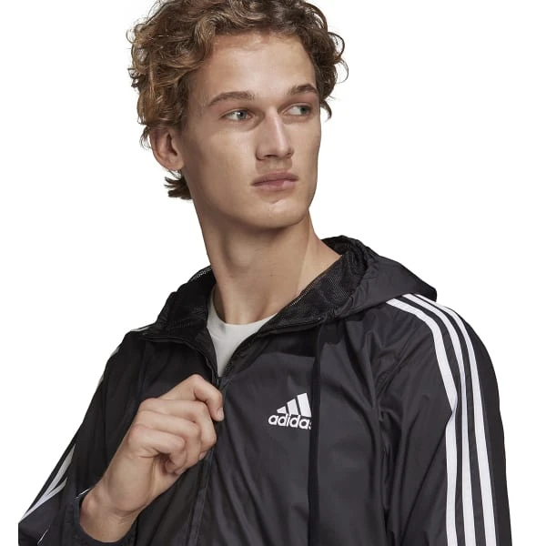 ADIDAS Men's Primegreen Essentials 3-Stripes Windbreaker 5 ADIDAS Men's Primegreen Essentials 3-Stripes Windbreaker - Image 5