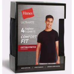 HANES Men's Ultimate Comfort Fit Stretch Crewneck Undershirts, 4 Pack -Iron Stride Men Shop 2082845 001 alt8