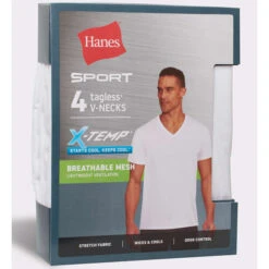 HANES Men's Ultimate X-Temp Mesh V-Neck Undershirts, 4-Pack -Iron Stride Men Shop 2084156 101 alt4