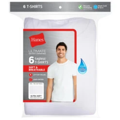 HANES Ultimate Men’s ComfortSoft FreshIQ Crewneck Tees, 6-Pack Extended Size -Iron Stride Men Shop 2084168 101 alt9