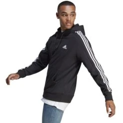 ADIDAS Men's Essentials 3-Stripes Hoodie -Iron Stride Men Shop 2084543 001 alt3