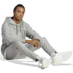 ADIDAS Men's Essentials Single Jersey Tapered Open Hem Pants -Iron Stride Men Shop 2084553 002 alt5