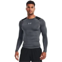 UNDER ARMOUR Men's HeatGear Vent Compression Long-Sleeve Tee -Iron Stride Men Shop 2089100 004 alt2