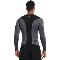 UNDER ARMOUR Men's HeatGear Vent Compression Long-Sleeve Tee -Iron Stride Men Shop 2089100 004 alt3