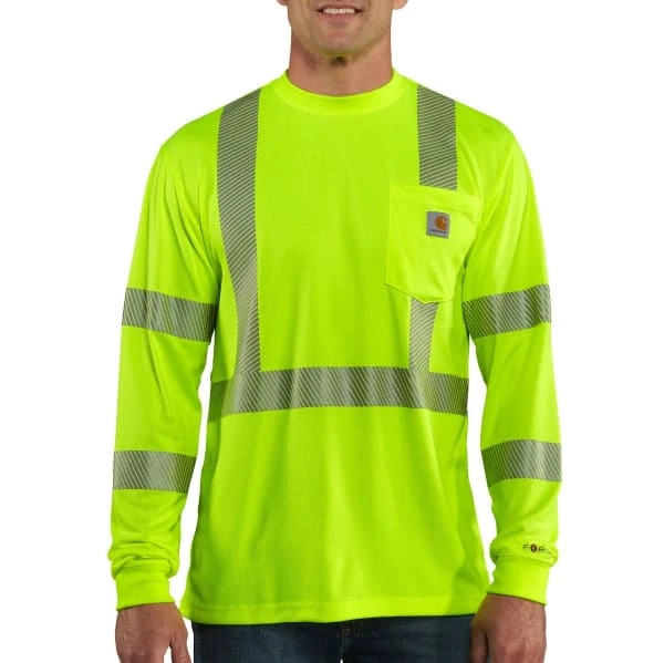 CARHARTT Men's 100496 High-Vis Force Relaxed Fit Lightweight Long-Sleeve Class 3 Pocket Tee, Extended Sizes 2 CARHARTT Men's 100496 High-Vis Force Relaxed Fit Lightweight Long-Sleeve Class 3 Pocket Tee, Extended Sizes - Image 2