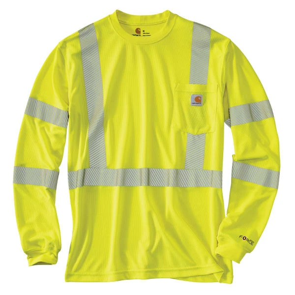 CARHARTT Men's 100496 High-Vis Force Relaxed Fit Lightweight Long-Sleeve Class 3 Pocket Tee, Extended Sizes 1 CARHARTT Men's 100496 High-Vis Force Relaxed Fit Lightweight Long-Sleeve Class 3 Pocket Tee, Extended Sizes