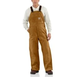 CARHARTT Men's 101626 Flame Resistant Loose Fit Duck Insulated Bib Overall -Iron Stride Men Shop 2089806 211 alt2