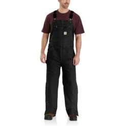 CARHARTT Men's 104031 Loose Fit Washed Duck Insulated Bib Overalls, Extended Sizes -Iron Stride Men Shop 2089841 074 alt2