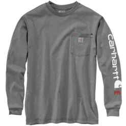 CARHARTT Men's 104130 Flame Resistant Force Loose Fit Lightweight Long-Sleeve Logo Graphic Tee, Extended Sizes