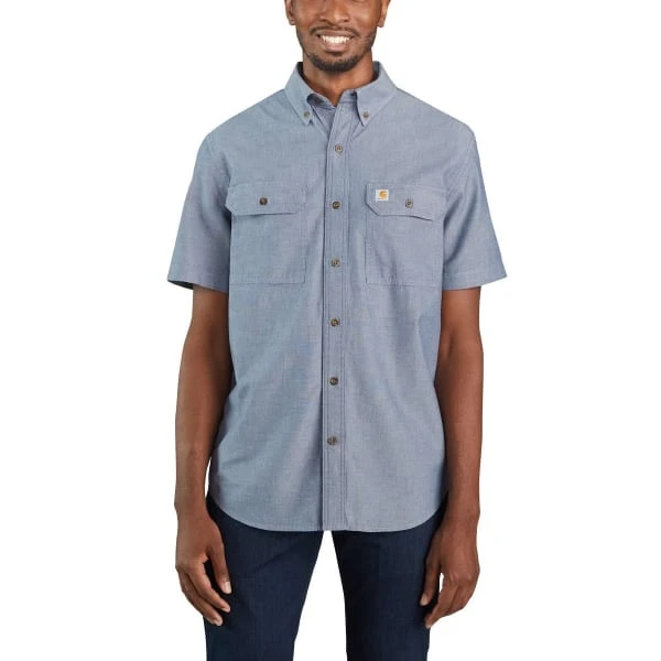 CARHARTT Men's 104369 Loose Fit Midweight Chambray Short-Sleeve Shirt, Extended Sizes 2 CARHARTT Men's 104369 Loose Fit Midweight Chambray Short-Sleeve Shirt, Extended Sizes - Image 2