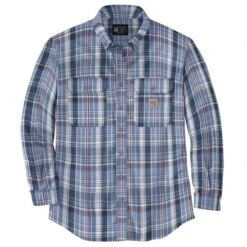 CARHARTT Men's 104507 Flame Resistant Force Rugged Flex Loose Fit Midweight Twill Plaid Shirt, Extended Sizes