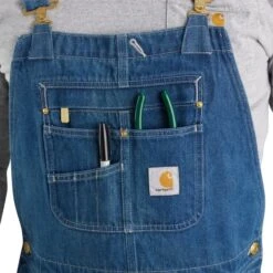 CARHARTT Men's 104672 Loose Fit Denim Bib Overalls -Iron Stride Men Shop 2089880 032 alt4