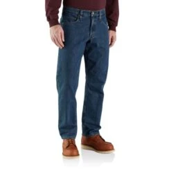 CARHARTT Men's 104942 Relaxed Fit Flannel-Lined 5-Pocket Jeans -Iron Stride Men Shop 2089892 439 alt2