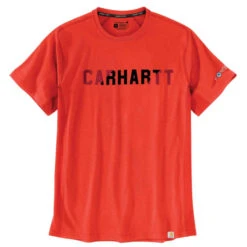 CARHARTT Men's 105203 Force Relaxed Fit Midweight Short-Sleeve Block Logo Graphic Tee, Extended Sizes