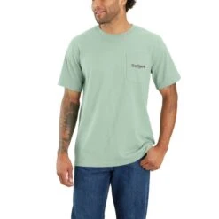 CARHARTT Men's 105713 Relaxed Fit Heavyweight Short-Sleeve Pocket Line Graphic Tee, Extended Sizes -Iron Stride Men Shop 2089957 343 alt2