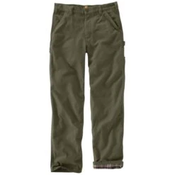 CARHARTT Men's B111 Loose Fit Washed Duck Flannel-Lined Utility Work Pant, Extended Sizes